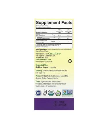 ChildLife Buzina for the immunity of children Organic Elderberry 118 ML - Buy Online on GoSupps.com