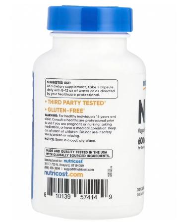 Nutricost N-acetyl l-cysteine (NAC) 600 mg - Buy Online on GoSupps.com