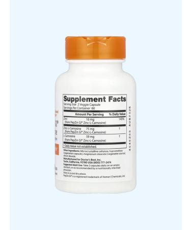 Doctor's Best Zinc-l-carnosine Pepzin Gi Zinc-L-Carnosine 120 capsules - Buy Online on GoSupps.com