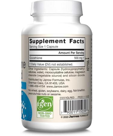 Jarrow Formulas Glutation abbreviated 500 mg 60 Glutathione Reduced capsules - Buy Online on GoSupps.com