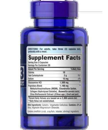 Puritan's Pride Glucosamine chondroitin and MSM for joints 60 capsules - Buy Online on GoSupps.com