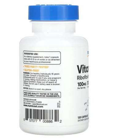 Nutricost Vitamin B2 Riboflavin - Buy Online on GoSupps.com