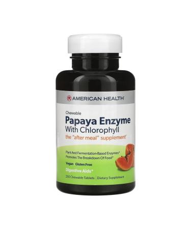 American Health Papaya's enzymes with chlorophyll 250 chewing tablets