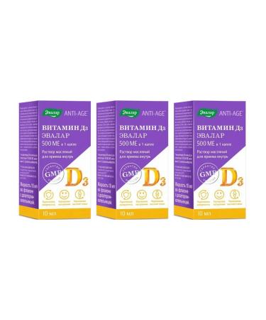 Evalar Vitamin D3 500 IM drops for oral administration 10 ml x 3 packaging