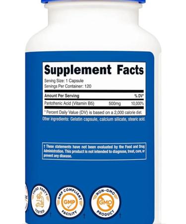 Nutricost Vitamin B5 Pantothenic Acid Capsules - Buy Online on GoSupps.com