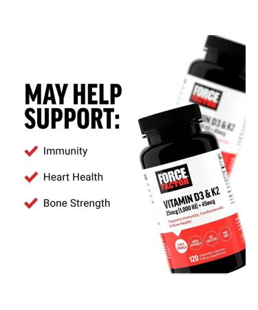 Force Factor Vitamin D3 1000IU and K2 45MCG - Buy Online on GoSupps.com
