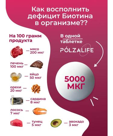 PolzaLife Vitamin B7 BIOTIN 5000 - Buy Online on GoSupps.com