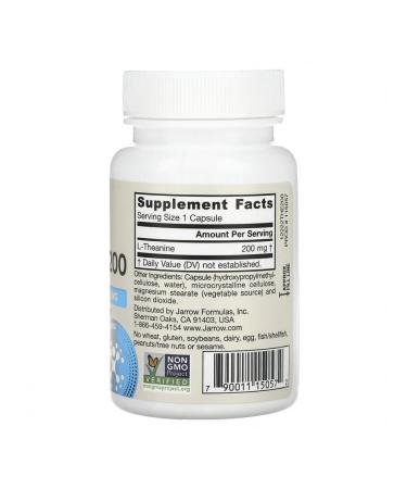 Jarrow Formulas Theanine 200 mg 60 Theanine capsules - Buy Online on GoSupps.com