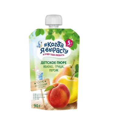 When I grow up Puree fruit apple-pear-peach for children 90g 2 pcs - Buy Online on GoSupps.com