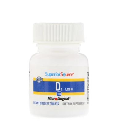 Superior Source Vitamin D3 Extra Strength 1000 IU 100 Microolingwall tablets - Buy Online on GoSupps.com
