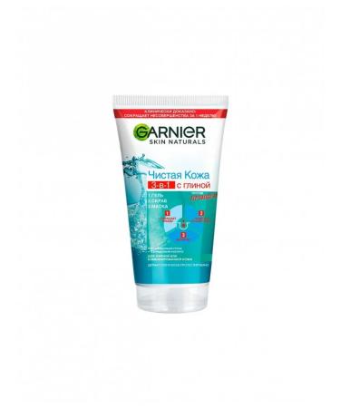 Garnier Washing gel clean skin with clay 3 in 1 (gel+scrub+ma