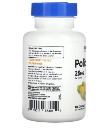 Nutricost Polycosanol 25 mg 120 capsules - Buy Online on GoSupps.com