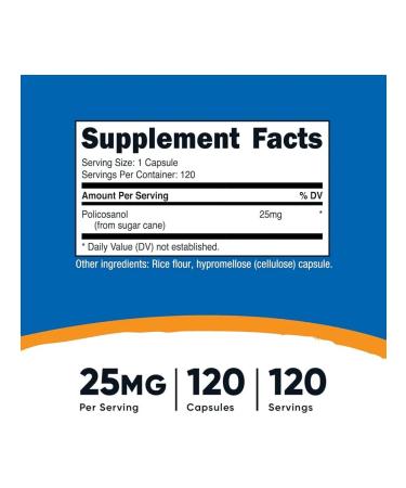 Nutricost Polycosanol 25 mg 120 capsules - Buy Online on GoSupps.com