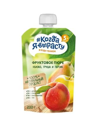 When I grow up Puree fruit apple-pears-peach with 5 months 220g 3 pcs - Buy Online on GoSupps.com