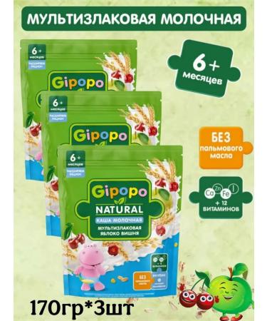 GIPOPO Porridge Military Multislak apple-viciner with 6 months 170g 3pcs