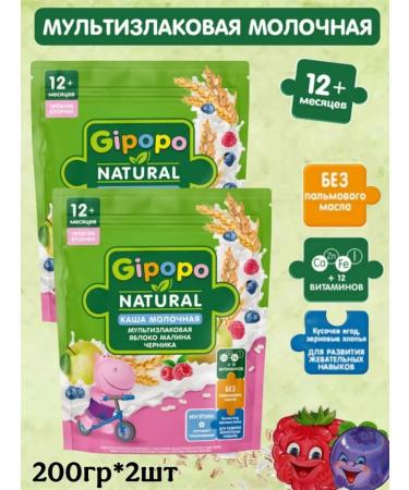 GIPOPO Porridge of milk apple-raspberry-blackberry 12m 200g 2pcs