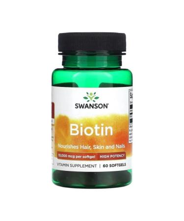 Swanson BIOTIN 10 000 mcg for hair 60 capsules 04.25