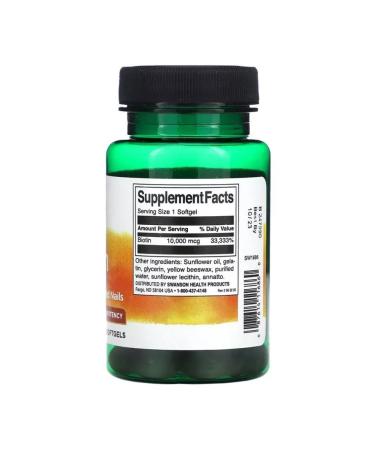 Swanson BIOTIN 10 000 mcg for hair 60 capsules 04.25 - Buy Online on GoSupps.com