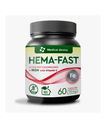 Medical device Iron vitamins complex Vegan. Hema Fast 60 caps - Buy Online on GoSupps.com