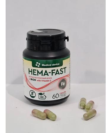 Medical device Iron vitamins complex Vegan. Hema Fast 60 caps - Buy Online on GoSupps.com