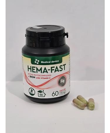 Medical device Iron vitamins complex Vegan. Hema Fast 60 caps - Buy Online on GoSupps.com