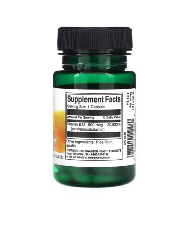 Swanson Vitamin B-12 500 MCG 30 caps - Buy Online on GoSupps.com