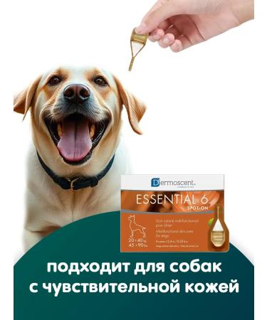 Dermoscent Essenshial 6 spruts of drops for the skin and wool of large dogs - Buy Online on GoSupps.com