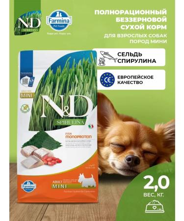 Farmina N & Dspurulina for adult dogs mini with herring 2 kg