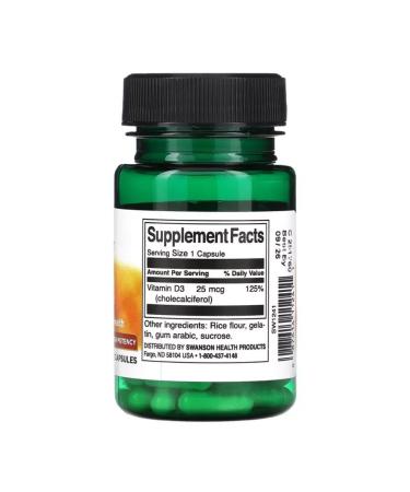 Swanson Vitamin D3 highly active 25 g (1000 IU) 30 caps - Buy Online on GoSupps.com