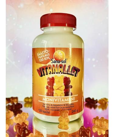 SUOMI Sana-Sol bears multivitamins for children 120 pcs - Buy Online on GoSupps.com
