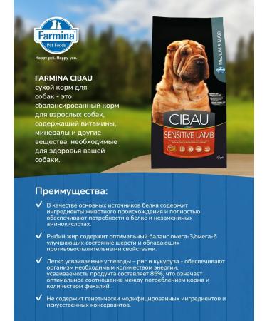 Farmina Chibau for dogs sensitive lamb medium maxi 12 kg - Buy Online on GoSupps.com