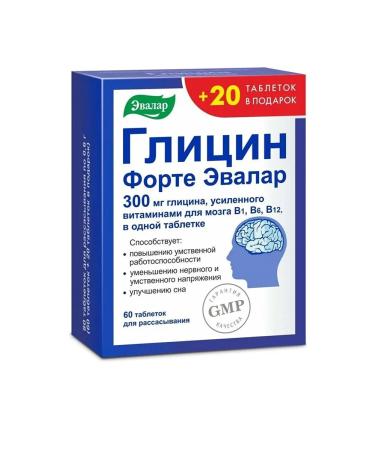 Evalar Glycine Fort 300 mg table. No. 60+20