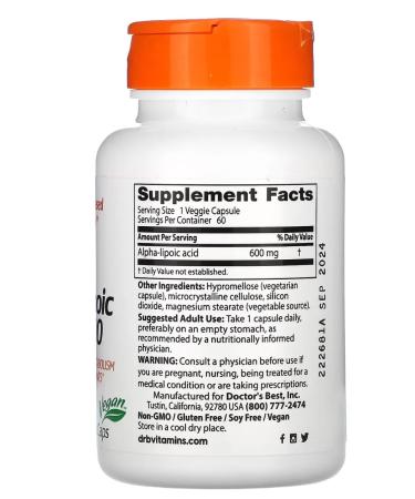 Doctor's Best Alpha-lipoic acid 600 mg - Buy Online on GoSupps.com