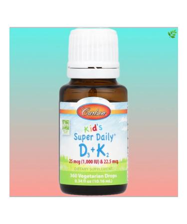 Carlson D3+K2 for children 25 g (1000 IU) and 22.5 g 10.16 ml - Buy Online on GoSupps.com