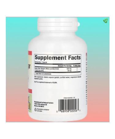 Natural Factors Fermented apple cider vinegar 500 mg 180 capsules - Buy Online on GoSupps.com