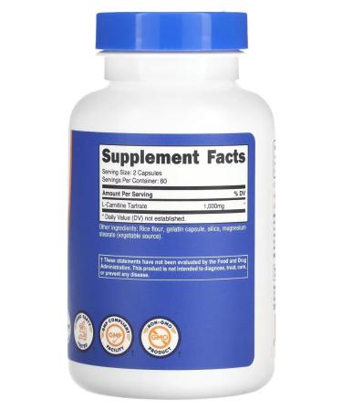 Nutricost L-carnitine tartrate 1000 mg - Buy Online on GoSupps.com