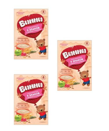 Winnie Porridge 5 cereals with apple and raspberries from 6 months 200 g 3 pcs