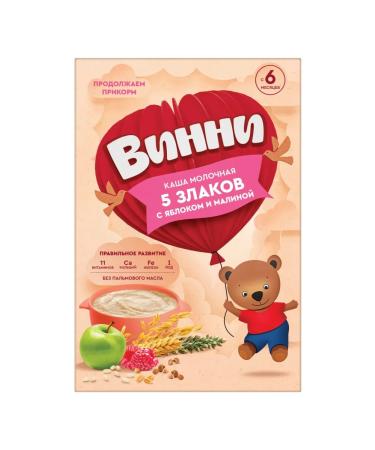 Winnie Porridge 5 cereals with apple and raspberries from 6 months 200 g 3 pcs - Buy Online on GoSupps.com
