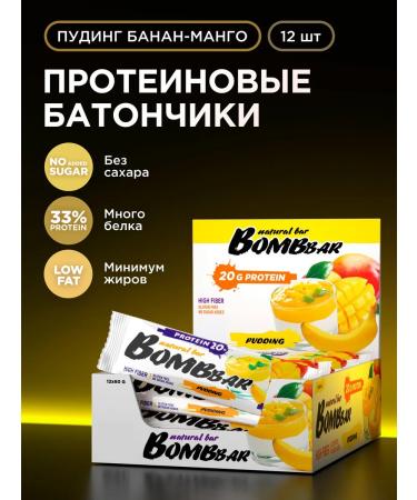 BombBar Protein bars without sugar banana mangoes 12pcs x 60g