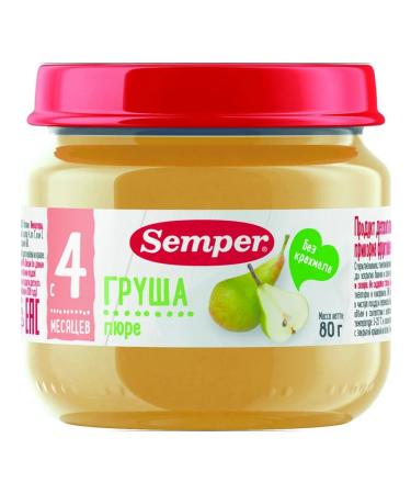 Semper Grushery puree with vitamin from 4 months 4 pcs 80g - Buy Online on GoSupps.com