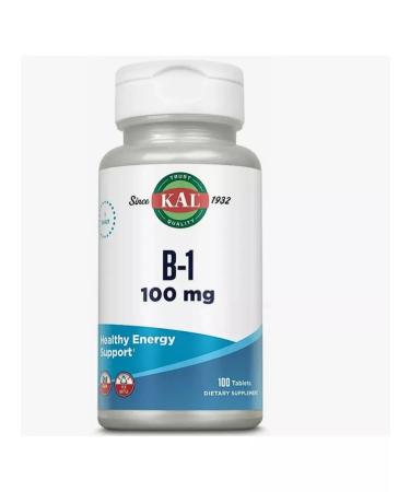 KAL Thiamine vitamin B-1 100 mg B-1 100CT 100MG 100 tablets