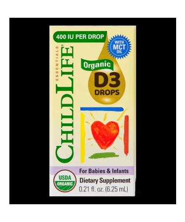ChildLife Organic vitamin D3 6.25 ml (0.21 liquid ounces) - Buy Online on GoSupps.com