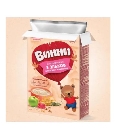 Winnie Milk porridge 5 cereals apple raspberry 200g with 6 months - Buy Online on GoSupps.com