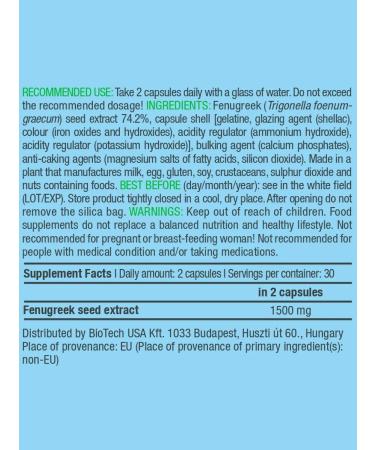 BioTechUSA Fengreek 60 Caps Caps Caps - Buy Online on GoSupps.com