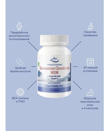 Norway Nature Glucosamine chondroitin MSM hyaluronic acid + vitamin C - Buy Online on GoSupps.com