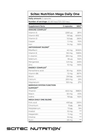 Scitec Nutrition Vitamins complex Mega Daily One 60 servings - Buy Online on GoSupps.com