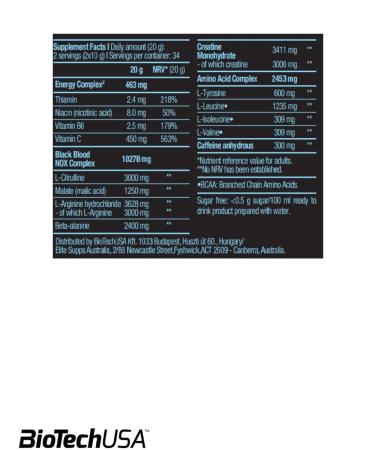 BioTechUSA Black Blood Nox+ 34 portions - Buy Online on GoSupps.com