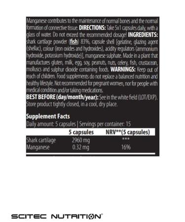 Scitec Nutrition Sharks Carty for the joints and ligaments of Shark Cartilage 75 caps - Buy Online on GoSupps.com
