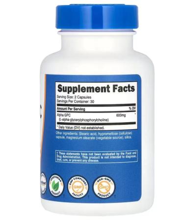 Nutricost Alpha-GFH Alpha GPC 600 mg 60 capsules - Buy Online on GoSupps.com