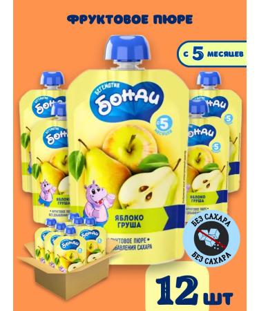 Bondi the Hippo Baby food fruit puree without sugar apple and pear - Buy Online on GoSupps.com